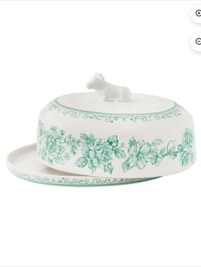 New The Pioneer Woman Agatha Green Floral Butter Dish